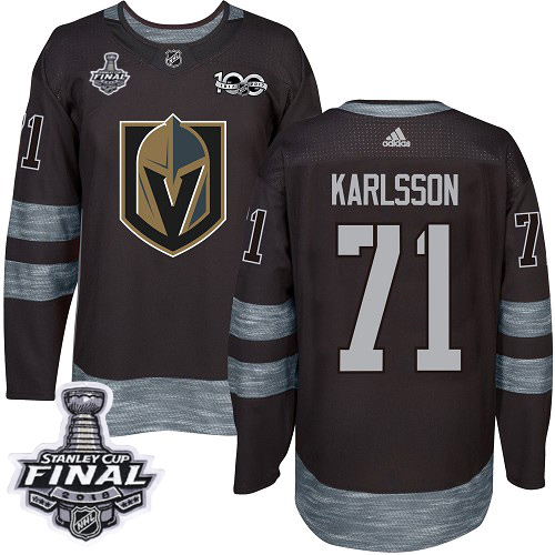 Adidas Golden Knights #71 William Karlsson Black 1917-100th Anniversary 2018 Stanley Cup Final Stitched NHL Jersey - Click Image to Close